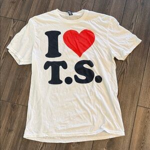 District White Tee with Red Heart and Black Letters